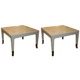 Pair of Ivory Lacquer Sidetables style of Karl Springer