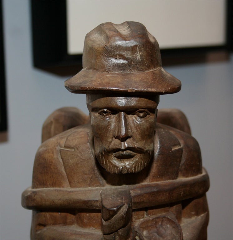 20th Century Mahogany Carving of Vagabond