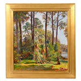 Rare Southern Landscape Painting by GA. artist Hattie Saussy