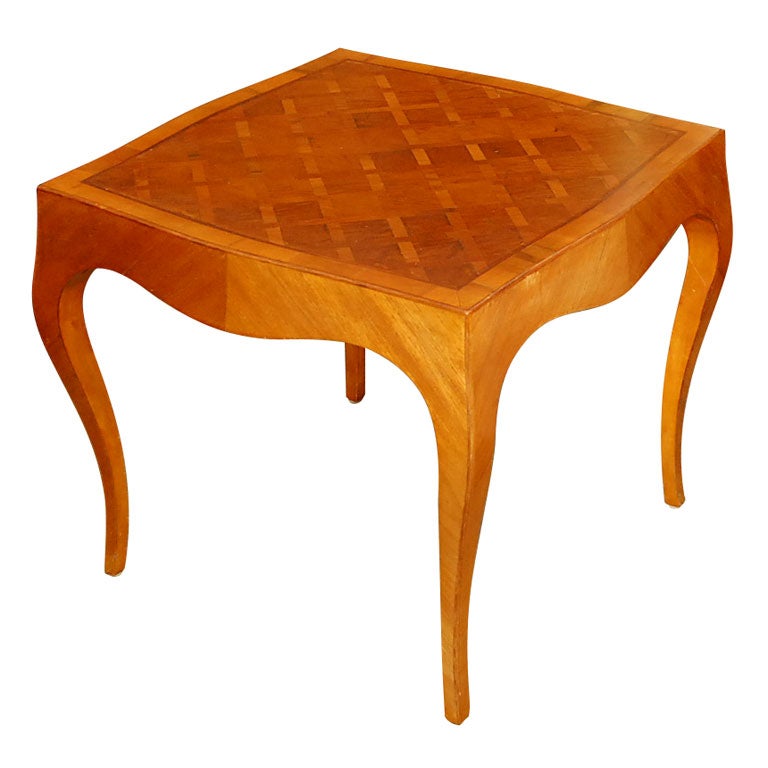 Italian inlayed parquet top table by Cannell 
Chaffin