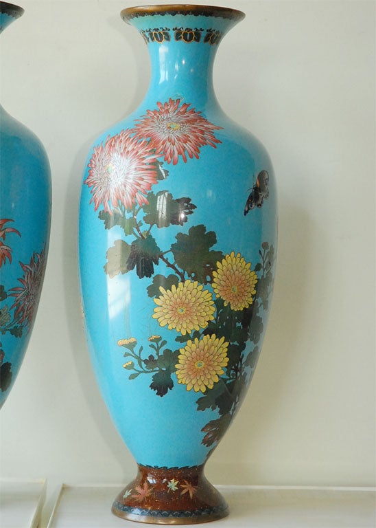 Japanese Pair of  Large Cloisonne Vases