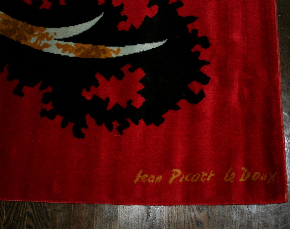 Machine Made Axminster  Red Wool Carpet by Jean Picart Le Doux 1