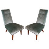 Pair of Slipper Chairs, Petite Velvet