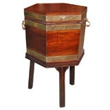 A Large George III Mahogany Brass-bound Wine Cooler On Stand