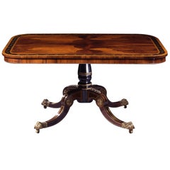 Regency Rosewood & Brass-inlaid Center Table In Manner Of Bullock