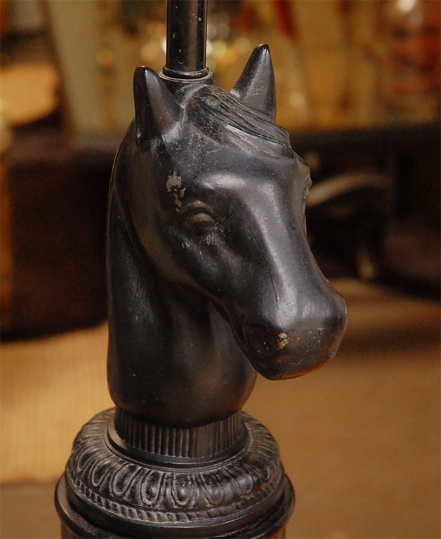 Mid-20th Century Vintage Black Horse Head Lamp
