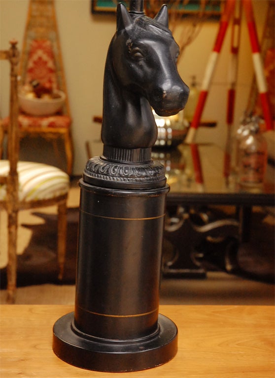 Vintage Black Horse Head Lamp 1