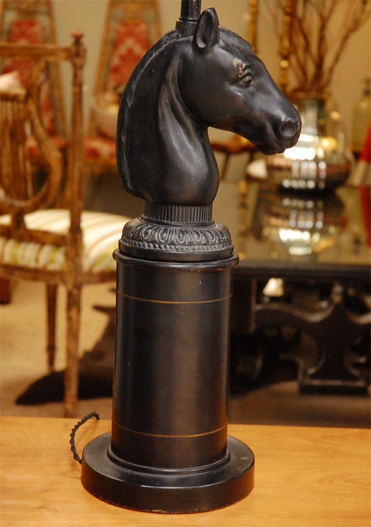 Vintage Black Horse Head Lamp 2