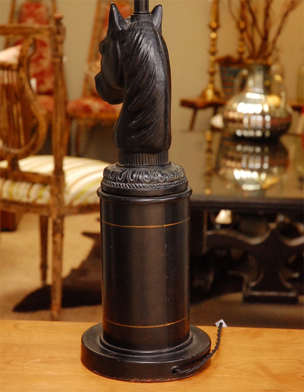 Vintage Black Horse Head Lamp 3