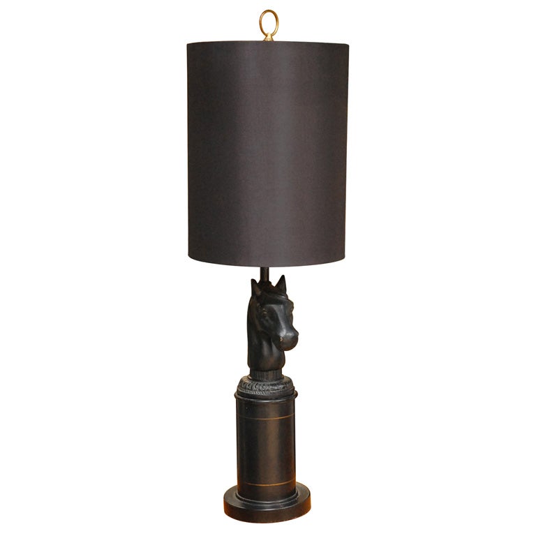 Vintage Black Horse Head Lamp
