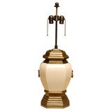 Pair of American Ceramic and Brass Lamps without Lamp Shades