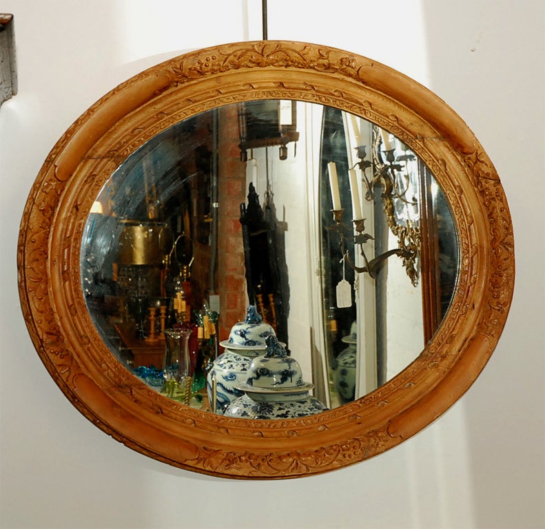Mirror in Oval Carved Frame For Sale at 1stDibs