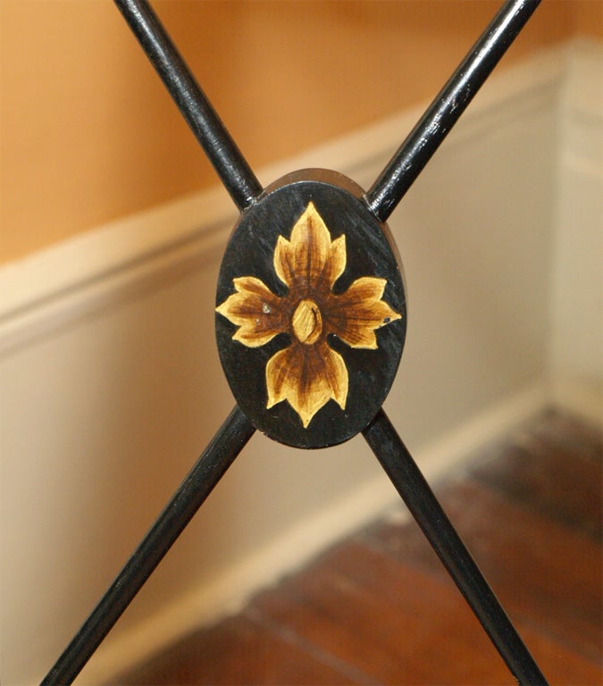 Set of six antique English ebonised dining chairs. Regency style 1