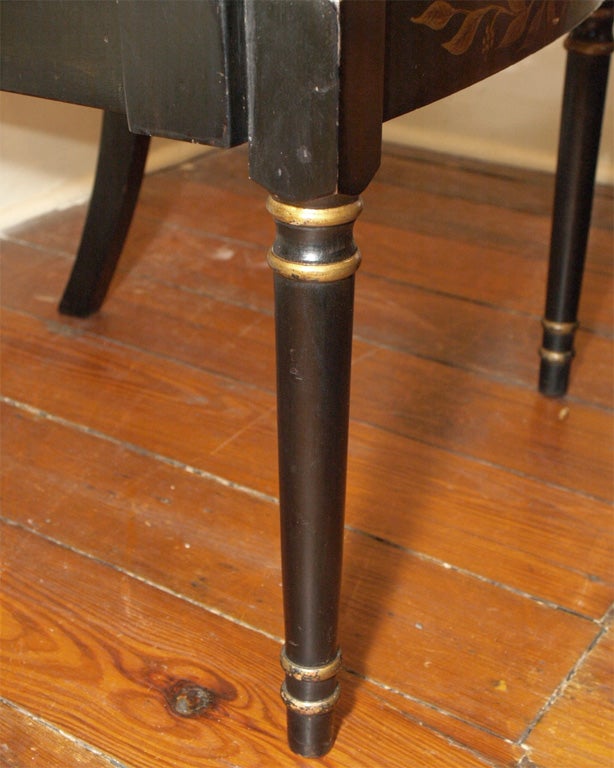 Set of six antique English ebonised dining chairs. Regency style 4