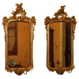Pair antique Swedish girondole mirrors. Silvered wood.