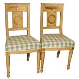 Pair antique Swedish Empire side chairs.