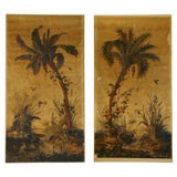 8210 PAIR OF 19TH C WALLPAPER PANELS MOUNTED ON CANVAS