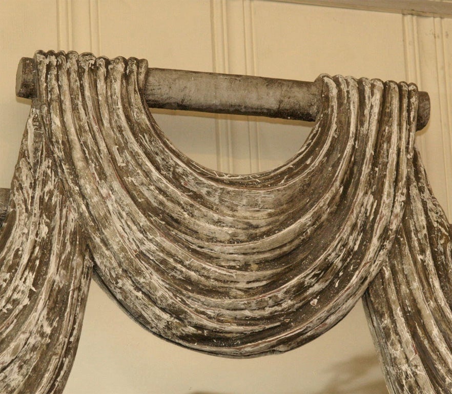 Carved Grand Draped Mirror For Sale