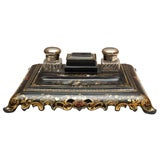 Early 19th Century Papier Mache/Mother-of-Pearl Inkstand