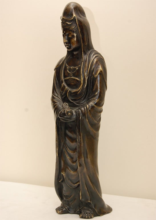 Japanese Bronze Statue of Kannon For Sale