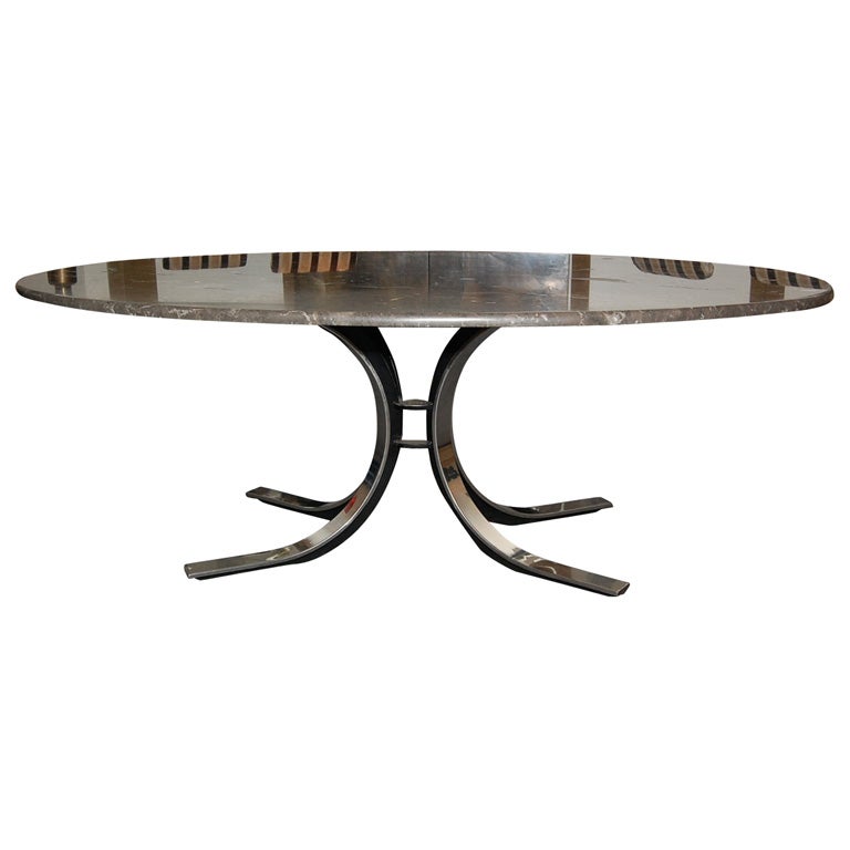 LARGE OVAL MARBLE DINING TABLE BY OSVALDO BORSANI at 1stDibs