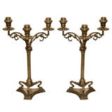 Pair of Continental Silver Plate Candelabra