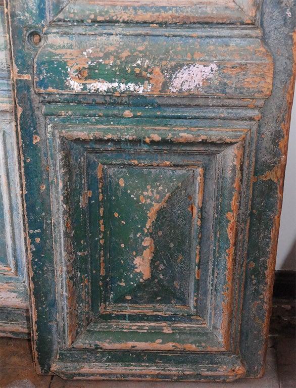 Pair of Carved Painted & Iron Doors C. 1900 1