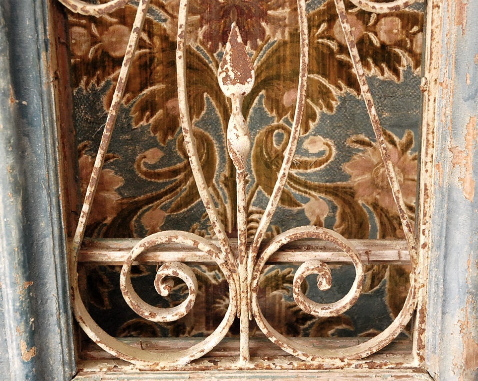 Pair of Carved Painted & Iron Doors C. 1900 3