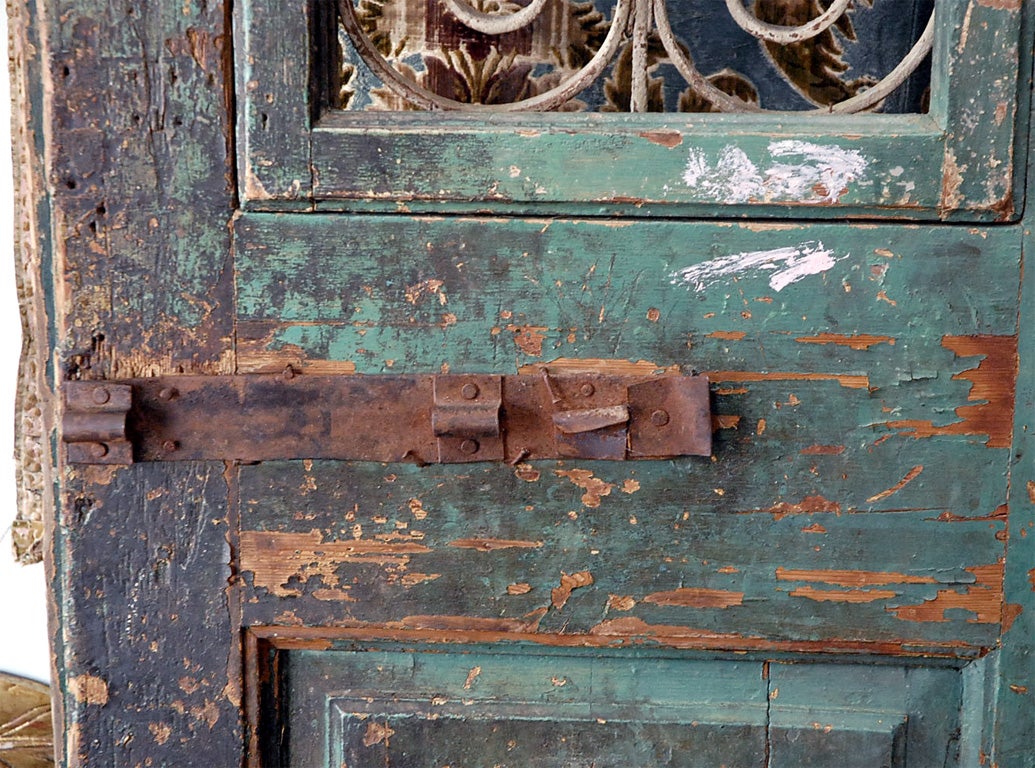 Pair of Carved Painted & Iron Doors C. 1900 5
