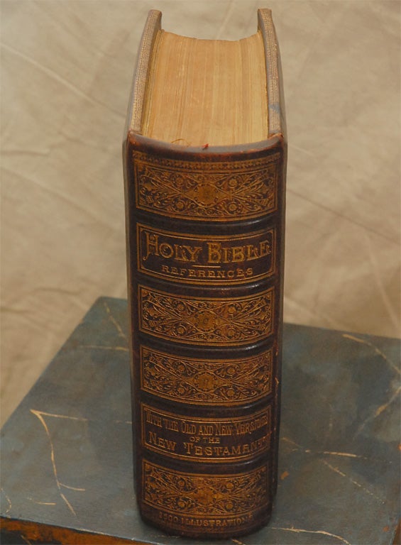 19th C. Leather Family Bible 1