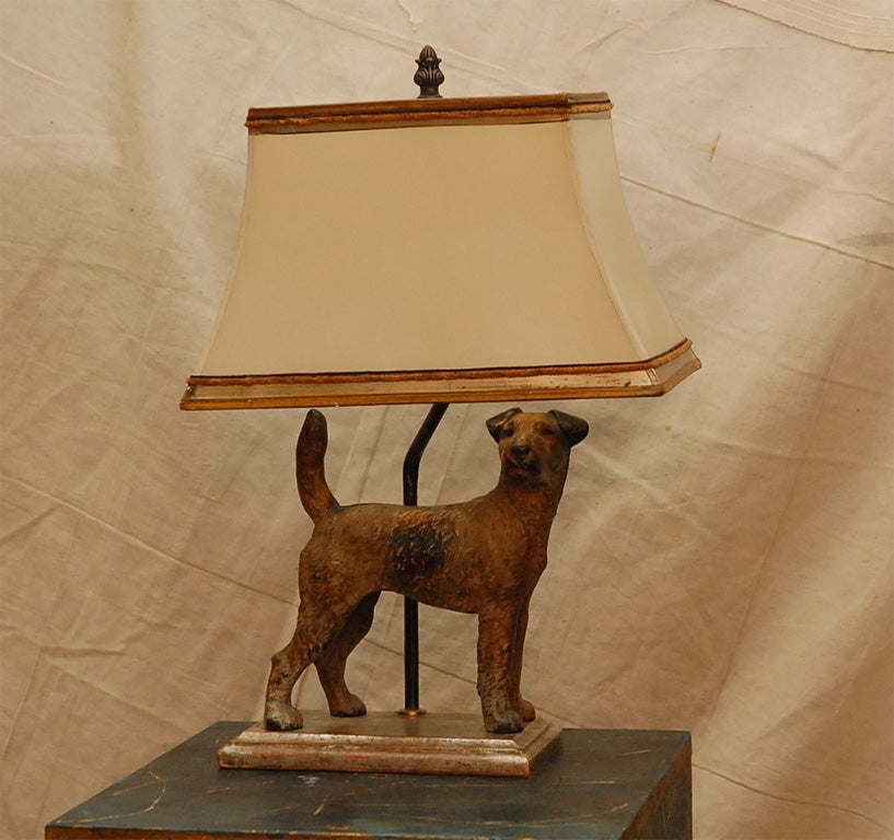 Iron Dog Lamp with Custom Shade