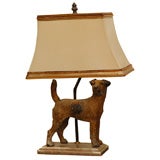 Antique Iron Dog Lamp with Custom Shade
