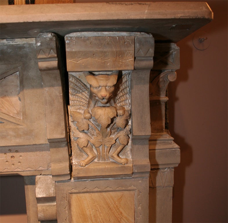 Fine Frank Furness Marble Limestone Fireplace Mantel, Circa 1885 In Good Condition For Sale In Lake Forest, IL