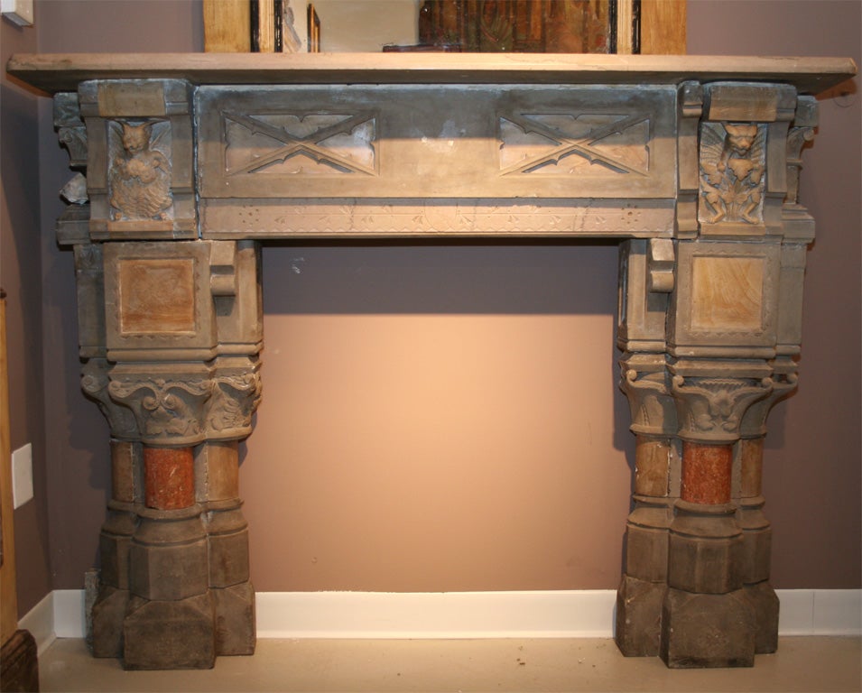 Fine Frank Furness Marble Limestone Fireplace Mantel, Circa 1885 For Sale 2