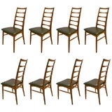 Set of Eight Danish Ladder Back Chairs