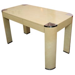 Karl Springer Table  In Lacquered Leather