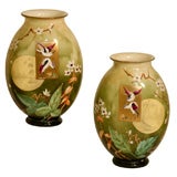 Pair of Baccarat  Hand Painted Aesthetic Movement Vases