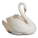 Vintage Ceramic Full Figural Swan Centerpiece