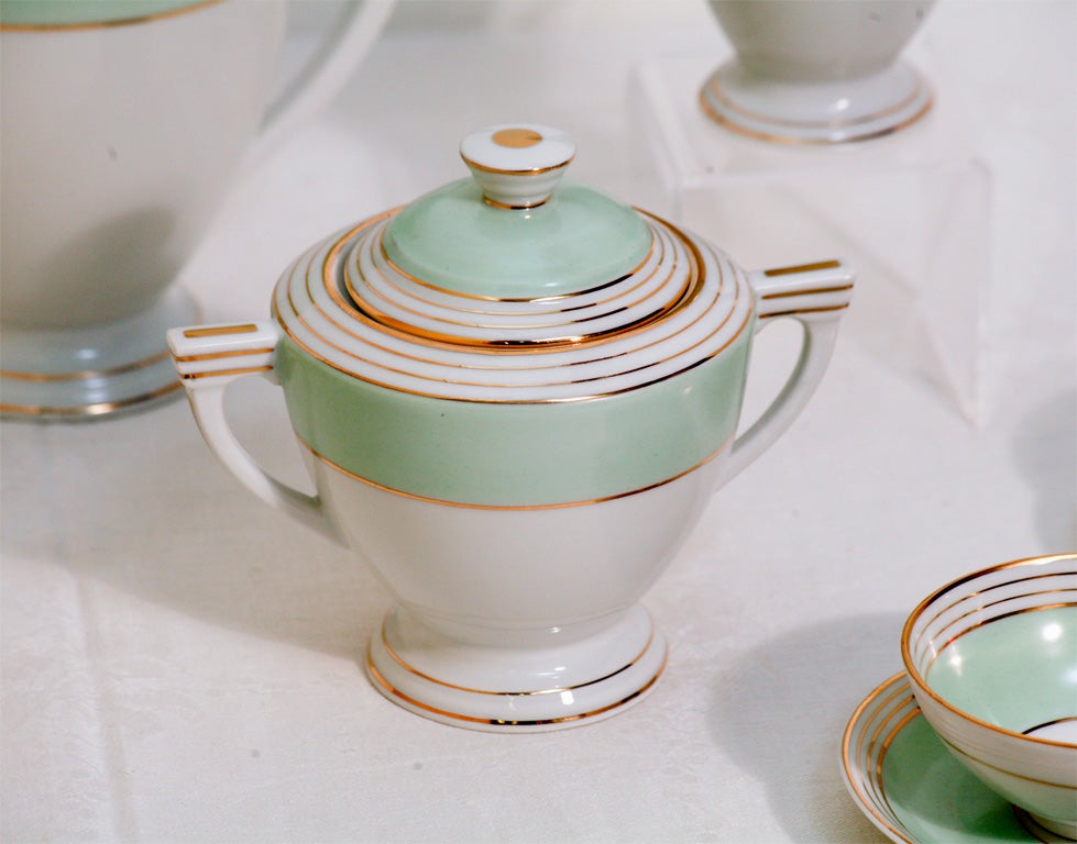 Porcelain French Art Deco Tea Service for Eight