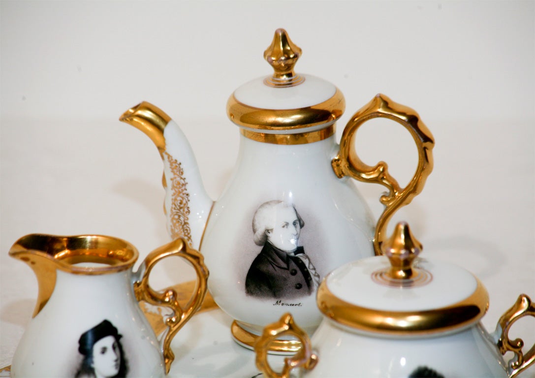 Porcelain Old Paris Hand-Painted Tea Set on Tray 