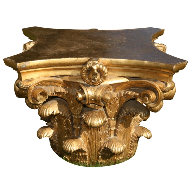 Large gold painted capital For Sale