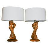 Walnut Abstract Table Lamps
