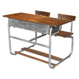 Vintage School Desk and Two Seats