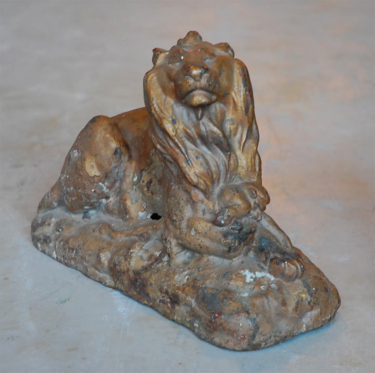 19th Century Pair of Bronze Lions
