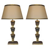 Pair of Late 19th Century Gilded Bronze Lamps