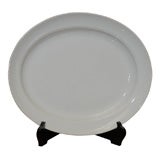 Antique Mid 19th Century White Chinese Pottery Platter with Deep Rim