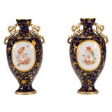 Pair of Minton Hand-Painted Vases A. Boullemier