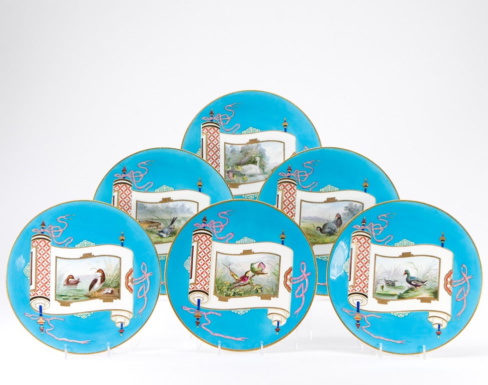 Minton Aesthetic Movement Hand Painted Cabinet Plates