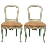 Pair Turquoise Painted Louis XV-style Chair Frames