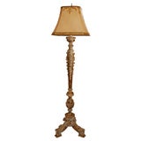 Italian Carved Painted Standing Lamp with Custom Shade